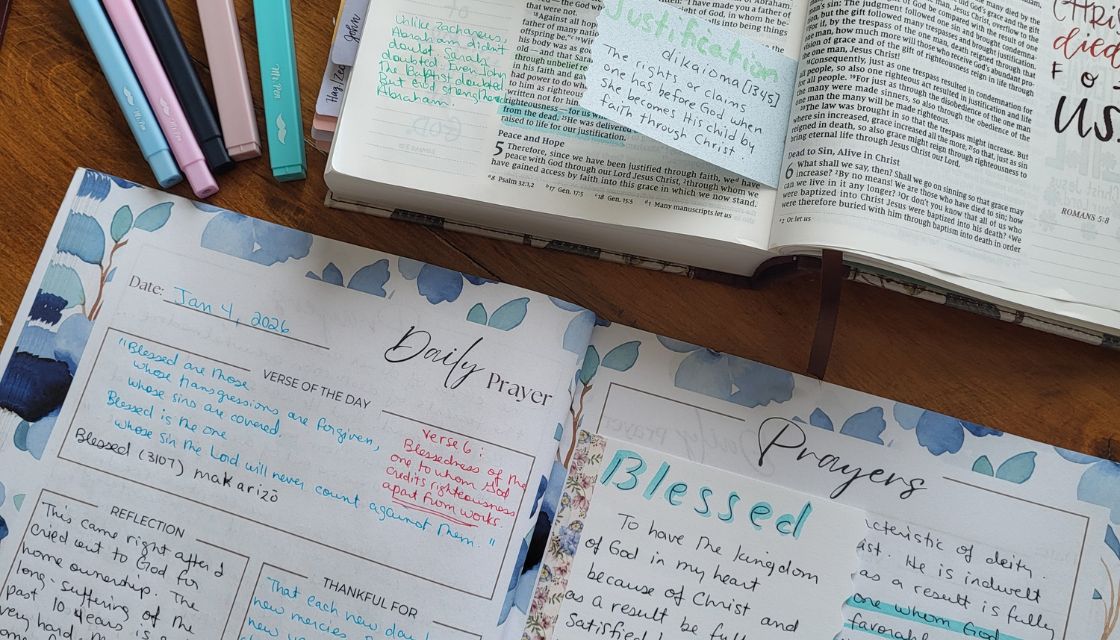 Using colorful pens for prayer journaling.